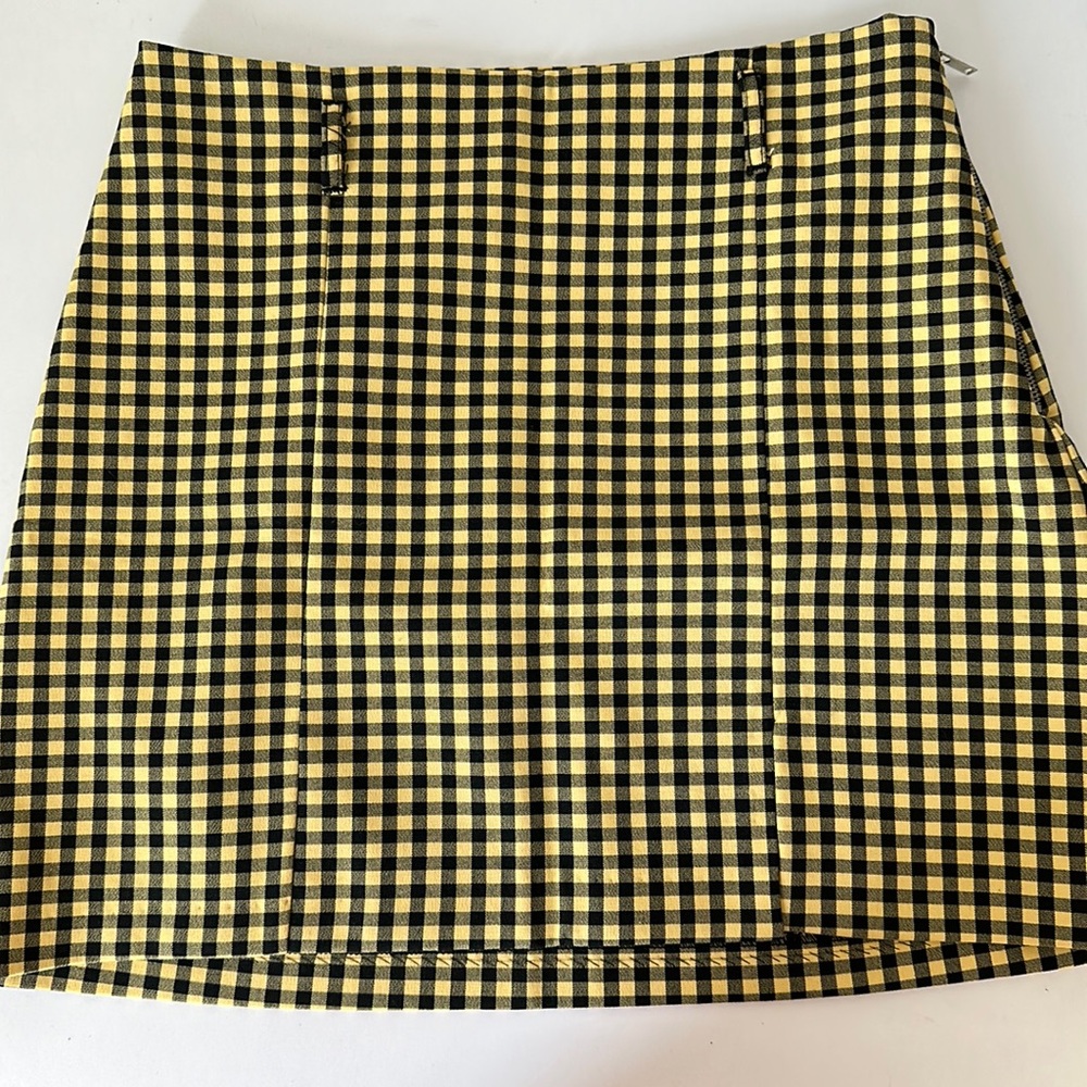 Bershka yellow plaid skirt